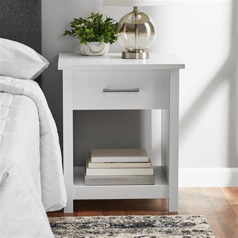 1 drawer with durable metal slide and built in stops for safety. . White nightstand walmart